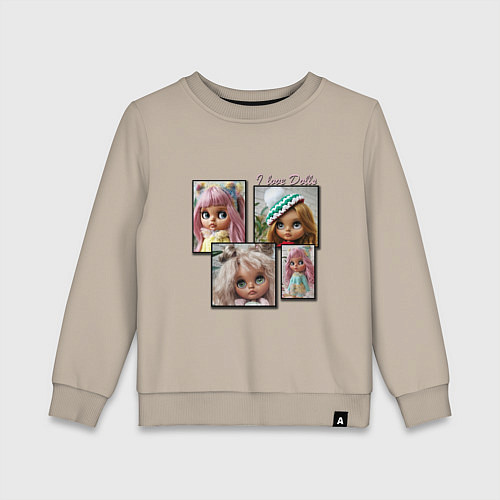 Детский свитшот Люблю кукол / Миндальный – фото 1