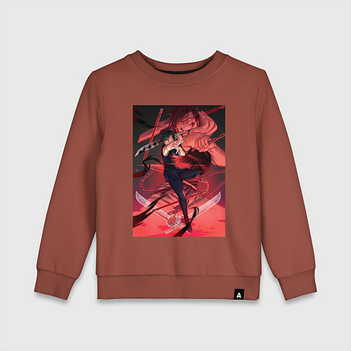 Детский свитшот Магическая битва Маки Дзэнин Тодзи Фусигуро / Кирпичный – фото 1
