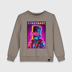 Свитшот хлопковый детский Cyber Bart - neon glow ai art fantasy, цвет: утренний латте