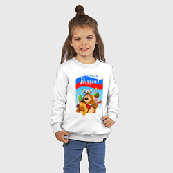 Свитшот хлопковый детский Welcome to Russia inscription color, цвет: белый — фото 2