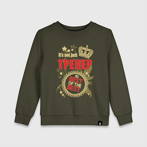 Детский свитшот Тренер лучший из лучших / Хаки – фото 1