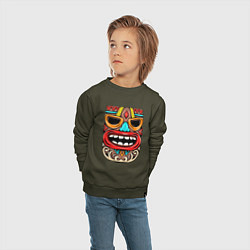 Свитшот хлопковый детский Tiki mask, цвет: хаки — фото 2