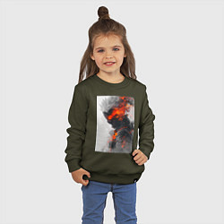 Свитшот хлопковый детский Киберпанк самурай, цвет: хаки — фото 2