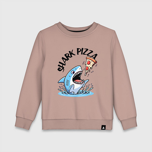 Детский свитшот Shark pizza - ai art fantasy / Пыльно-розовый – фото 1