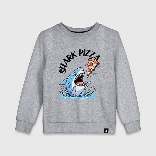 Детский свитшот Shark pizza - ai art fantasy / Меланж – фото 1