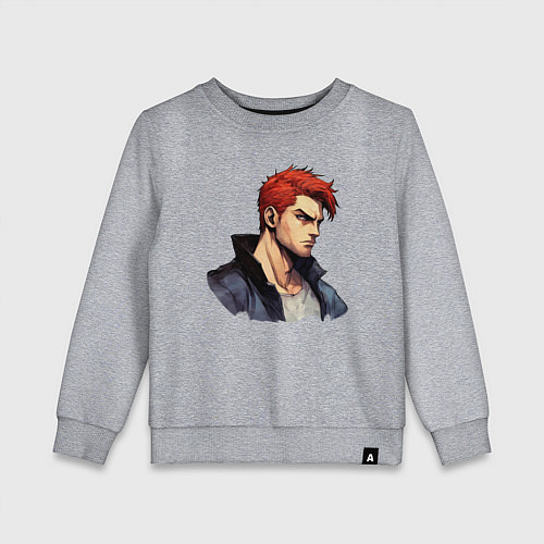 Детский свитшот Красный герой / Меланж – фото 1