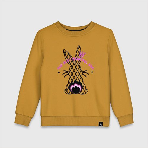 Детский свитшот Заяц - самая красивая попа / Горчичный – фото 1