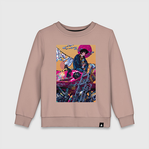 Детский свитшот Ковбой Бибоп Спайк Шпигель Красный дракон / Пыльно-розовый – фото 1