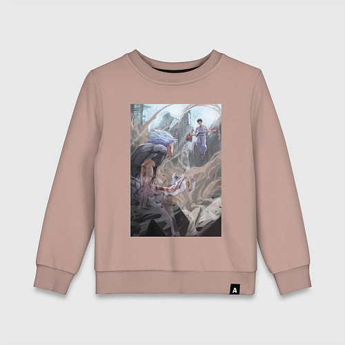 Детский свитшот Магическая битва Сатору Годзё Сукуна Рёмэн / Пыльно-розовый – фото 1