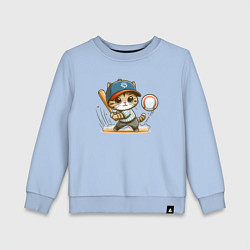 Детский свитшот Котёнок крутой баттер бейсбольной команды - нейрос