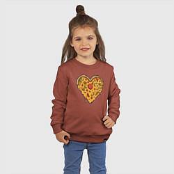 Свитшот хлопковый детский Pizza heart, цвет: кирпичный — фото 2