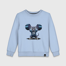 Свитшот хлопковый детский Кот со штангой, цвет: мягкое небо