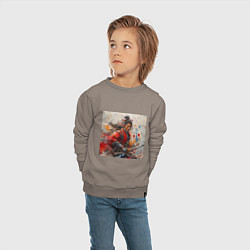 Свитшот хлопковый детский Краски самурая, цвет: утренний латте — фото 2
