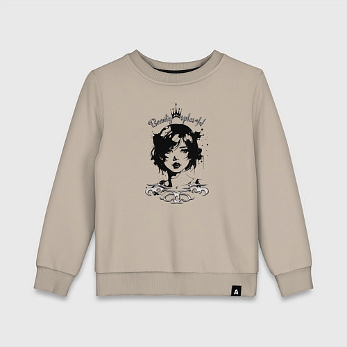 Детский свитшот Девушка - красивый сплэш / Миндальный – фото 1
