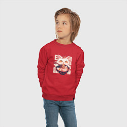 Свитшот хлопковый детский Ramen and cat japan style, цвет: красный — фото 2
