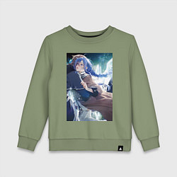 Свитшот хлопковый детский Реинкарнация безработного Рокси Мигурдия и спасите, цвет: авокадо