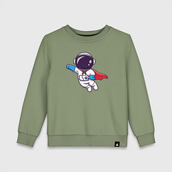 Свитшот хлопковый детский Супер космонавт, цвет: авокадо