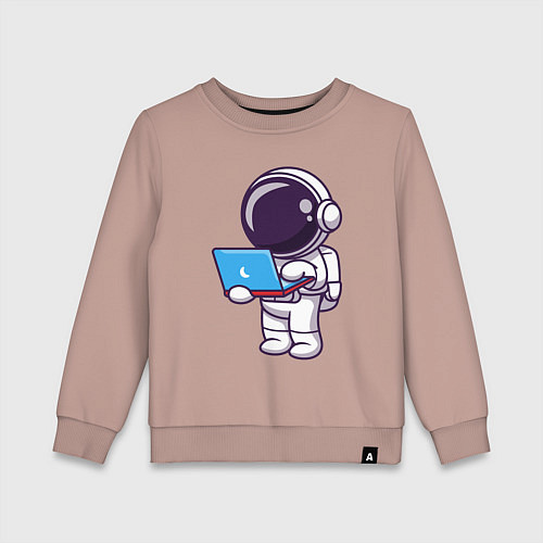 Детский свитшот Астронавт с ноутбуком / Пыльно-розовый – фото 1