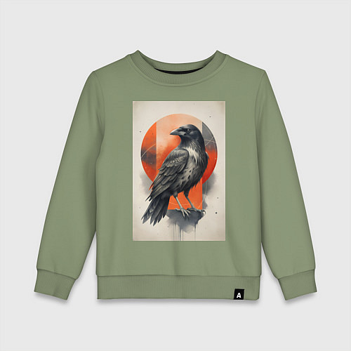 Детский свитшот Силуэт черной ворон / Авокадо – фото 1