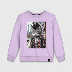 Свитшот хлопковый детский Нью-Йоркский панк музыкант - нейросеть, цвет: лаванда