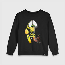 Свитшот хлопковый детский Скелет ученый, цвет: черный