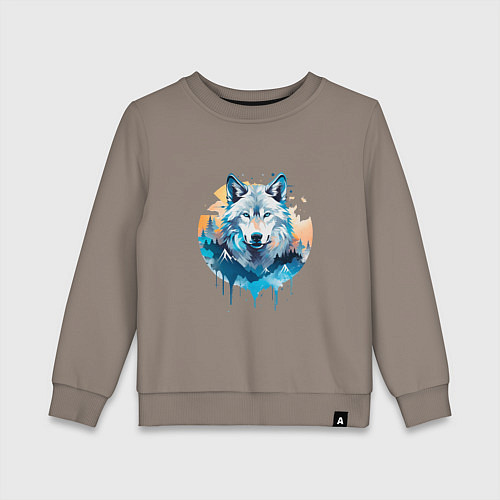 Детский свитшот Волк в первых лучах солнца / Утренний латте – фото 1