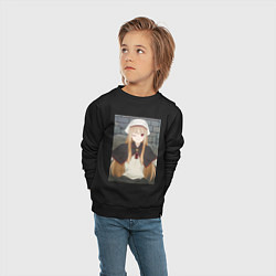 Свитшот хлопковый детский Волчица и пряности Холо в платке, цвет: черный — фото 2