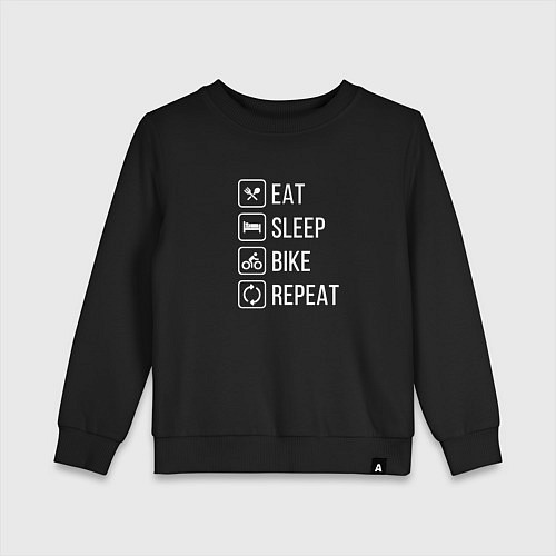 Детский свитшот Eat sleep bike repeat / Черный – фото 1