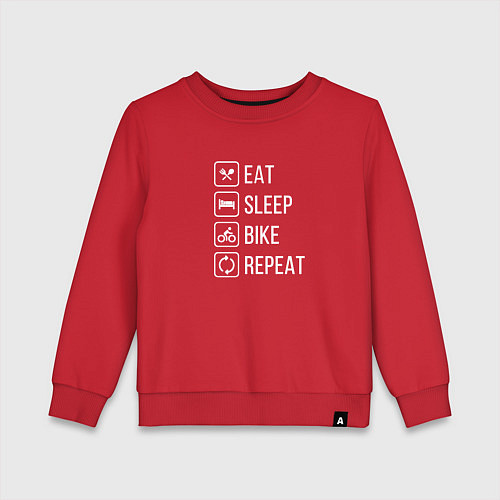 Детский свитшот Eat sleep bike repeat / Красный – фото 1