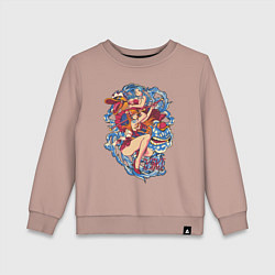 Свитшот хлопковый детский Оne piece виви и нами vivi and nami, цвет: пыльно-розовый