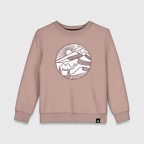 Детский свитшот Верблюд в пустыне / Пыльно-розовый – фото 1