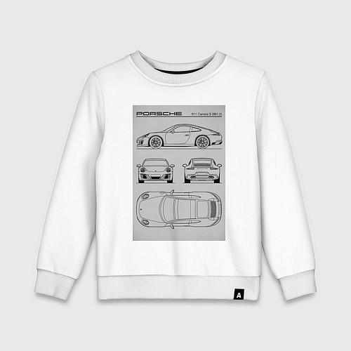 Детский свитшот Porsche 911 гоночный автомобиль / Белый – фото 1