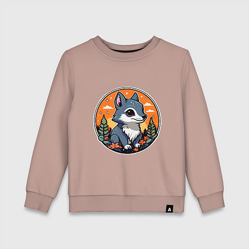 Детский свитшот Звездный волчонок / Пыльно-розовый – фото 1