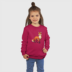 Свитшот хлопковый детский Внимательная лиса, цвет: маджента — фото 2