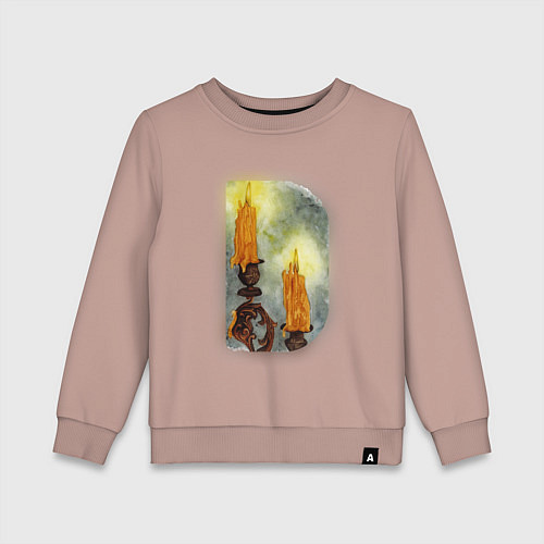 Детский свитшот Две свечи на подсвечнике / Пыльно-розовый – фото 1