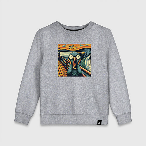 Детский свитшот Голубь пародия на крик Мунка / Меланж – фото 1