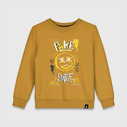 Детский свитшот Фальшивая улыбка / Горчичный – фото 1