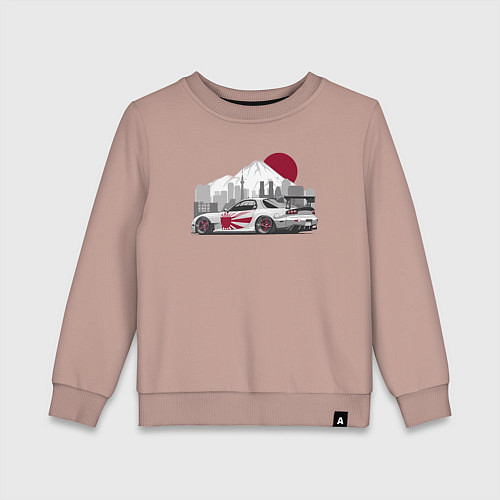 Детский свитшот Mazda rx-7 автомобиль гоночный jdm / Пыльно-розовый – фото 1