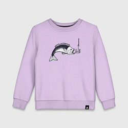 Свитшот хлопковый детский Голодная рыбка, цвет: лаванда