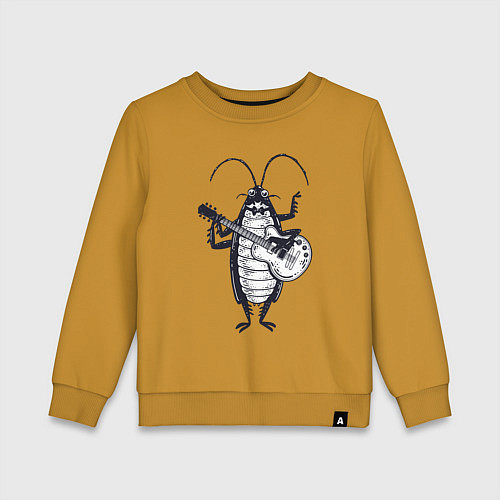 Детский свитшот Таракан гитарист / Горчичный – фото 1