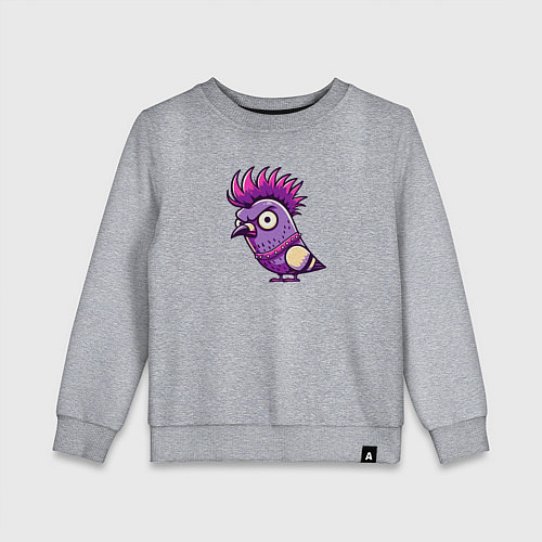 Детский свитшот Голубь панк с ирокезом / Меланж – фото 1