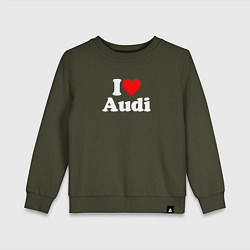 Свитшот хлопковый детский I love Audi, цвет: хаки