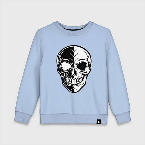 Детский свитшот Черно белый череп / Мягкое небо – фото 1