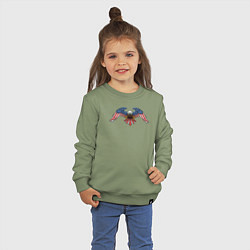 Свитшот хлопковый детский Американский орёл, цвет: авокадо — фото 2