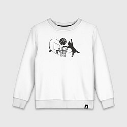 Свитшот хлопковый детский Баскетбольный кот, цвет: белый