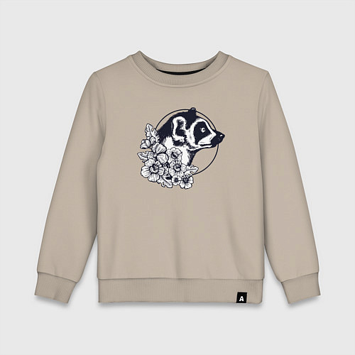 Детский свитшот Лемур в цветах / Миндальный – фото 1
