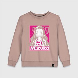 Свитшот хлопковый детский Клинок рассекающий демонов Незуко Nezuko, цвет: пыльно-розовый