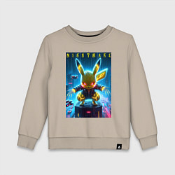 Детский свитшот Cyber Pikachu - neon glow ai art