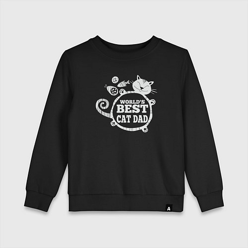 Детский свитшот Лучший в мире кот папа / Черный – фото 1