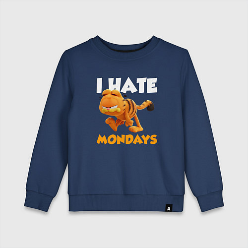 Детский свитшот Гарфилд ненавижу понедельники / Тёмно-синий – фото 1